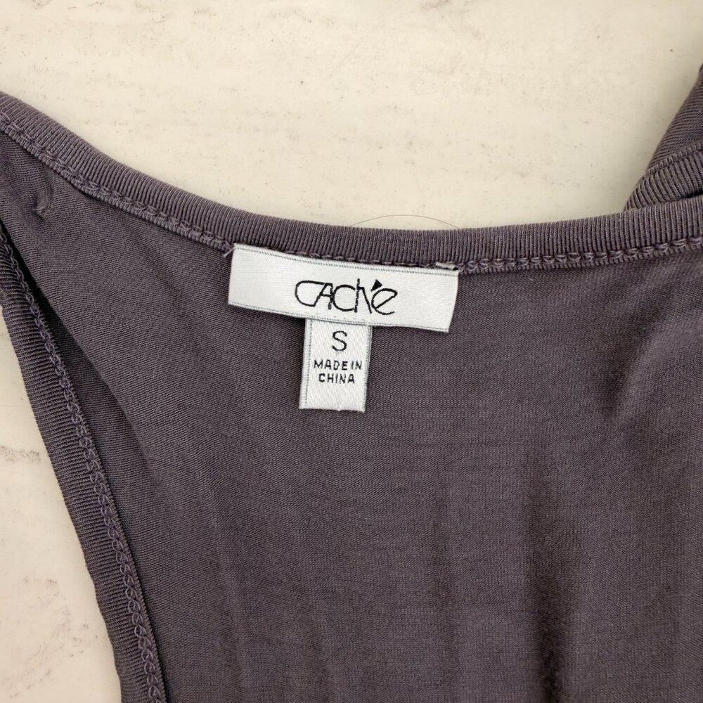 Vintage Cache Grey Top w/ Stones Sz. S (M) Sleeveless Figure Flattering - Picture 12 of 16